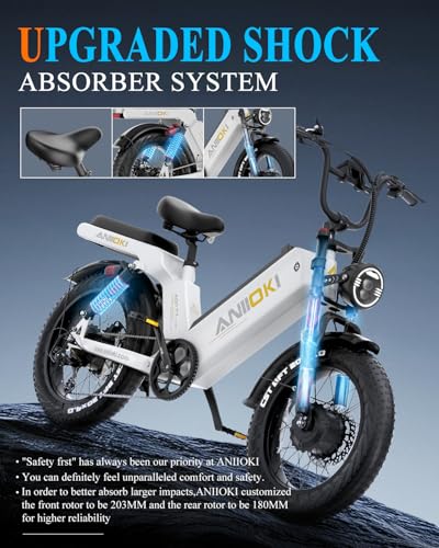 ANIIOKI eBike,Electric Bike,48/52V 60Ah Electric Commuting Bike,200Miles Long Range, Peak 1400W/1600W/2600W Power Ebike, Electric Bicycle for Adults