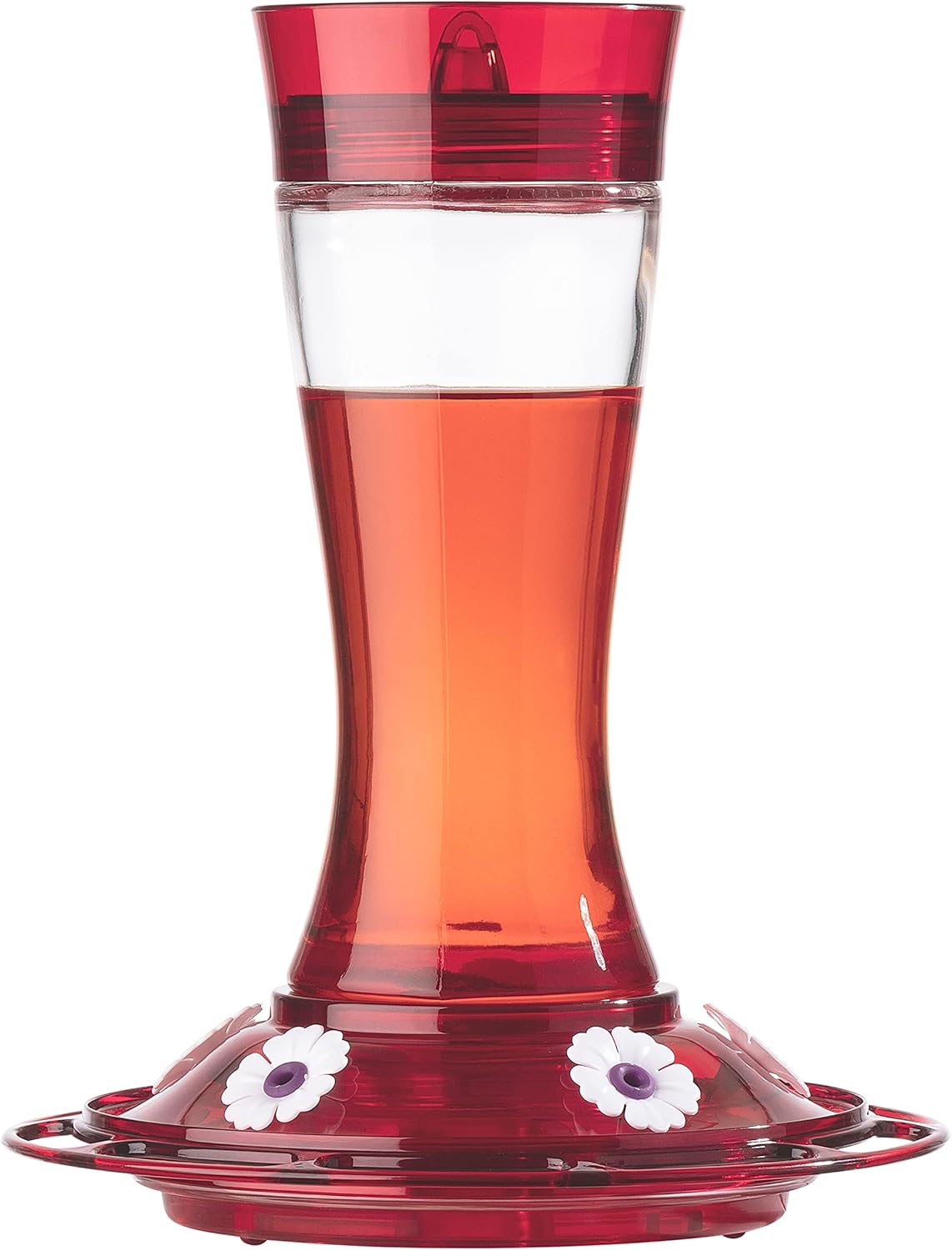 More Birds Bird Health+ Garnet Hummingbird Feeder, Glass Hummingbird Feeders for Outdoors, 5 Feeding Stations, 20 Ounces