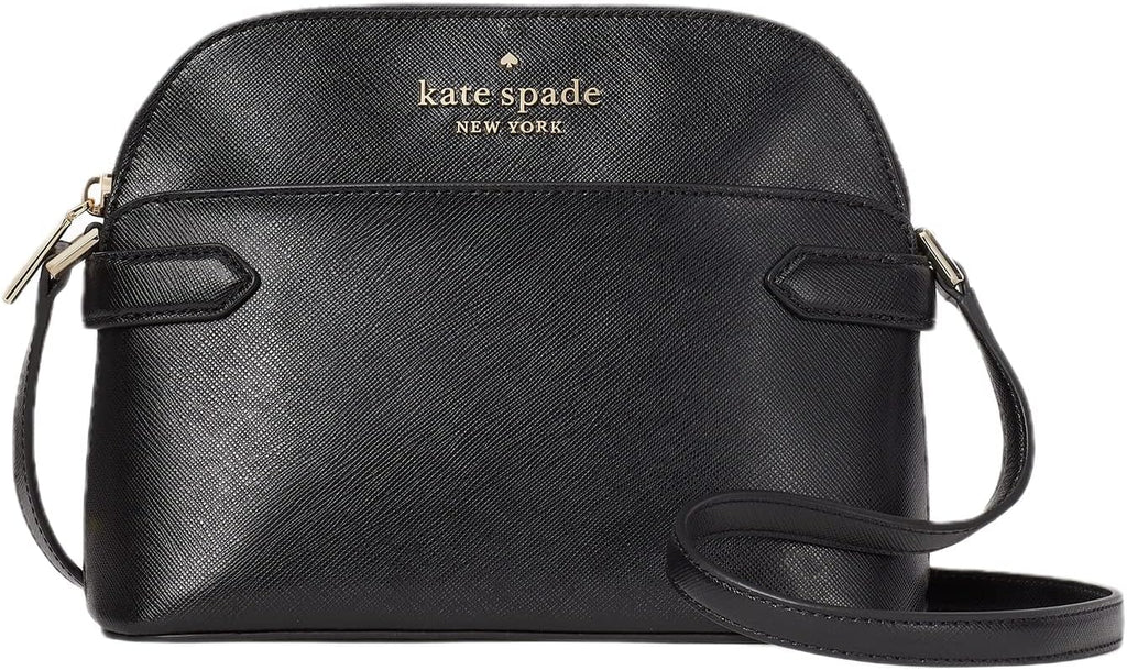 Kate Spade Staci Dome Saffiano Leather Crossbody Bag Purse Handbag (Black)