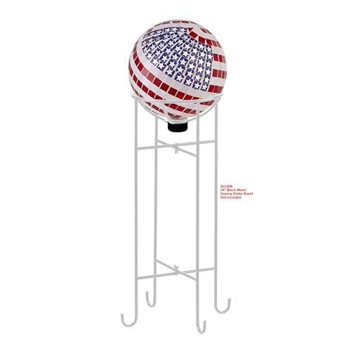 Alpine Corporation 10" Diameter Indoor/Outdoor Glass Mosaic Gazing Globe Yard Decoration, Patriotic Design