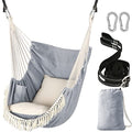 Chihee Hammock Chair Hanging Swing 2 Pillows Included,Strong Webbing Straps and Hooks for Easy Hanging Soft Cotton Hanging Chair Side Pocket Tassel Chair Comfort Indoor Outdoor