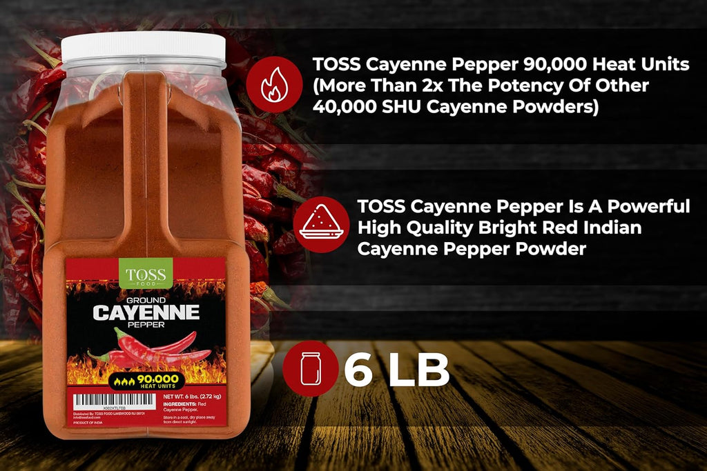 Extreme Hot Cayenne Pepper Powder Bulk 90,000 Heat Units 6 LB, Ground Cayenne Powder Hot Pepper Powder - Red Pepper Powder Spice for Home and Commercial Cooking