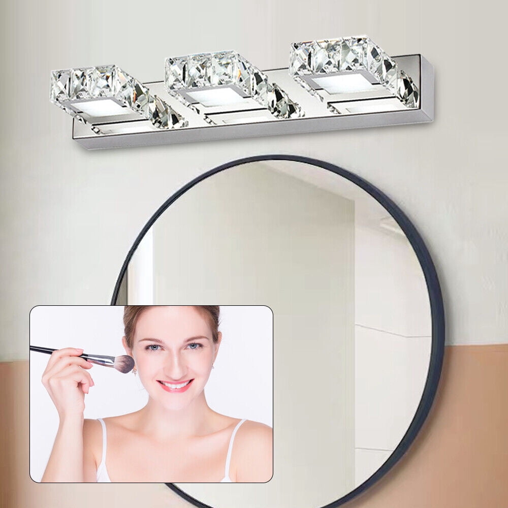 9W Modern Silver Crystal Makeup Mirror Wall-Lamp LED Make-up Vanity Light for Toilet Bathroom Bedrooms