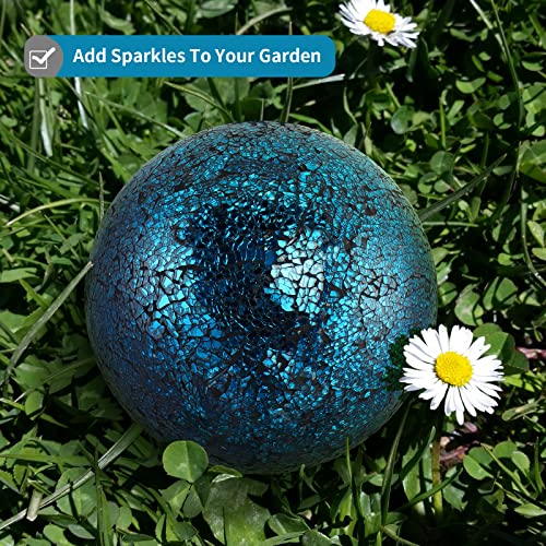 Mosaic Gazing Ball, 10-Inch Decorative Gazing Globe, Glass Gazing Sphere for Garden, Outdoor Landscape Decor (Navy Blue)