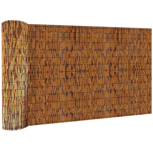 Bamboo Reed Fencing, Light Russet Bamboo Fence Rolls 6 Feet High, Decorative Bamboo Privacy Fence Bamboo Curtains for Patio Outdoor Balcony Garden Backyard, 6 x 16 FT