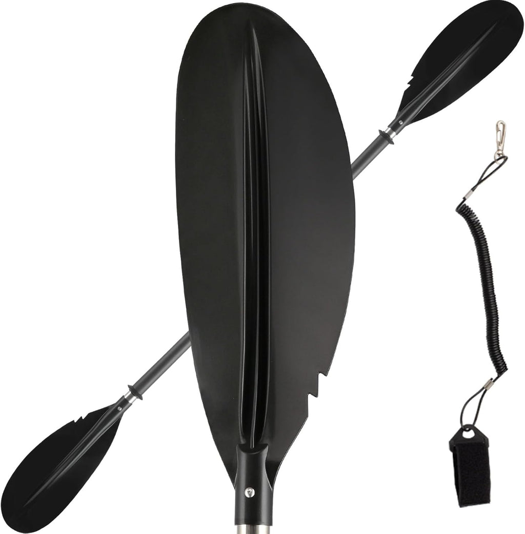 Kayak Paddle, Telescoping Canoe Paddle Boat Oars with Kayak Paddles Leash Stainless Steel Tube Comfort Grips Black(94inch)