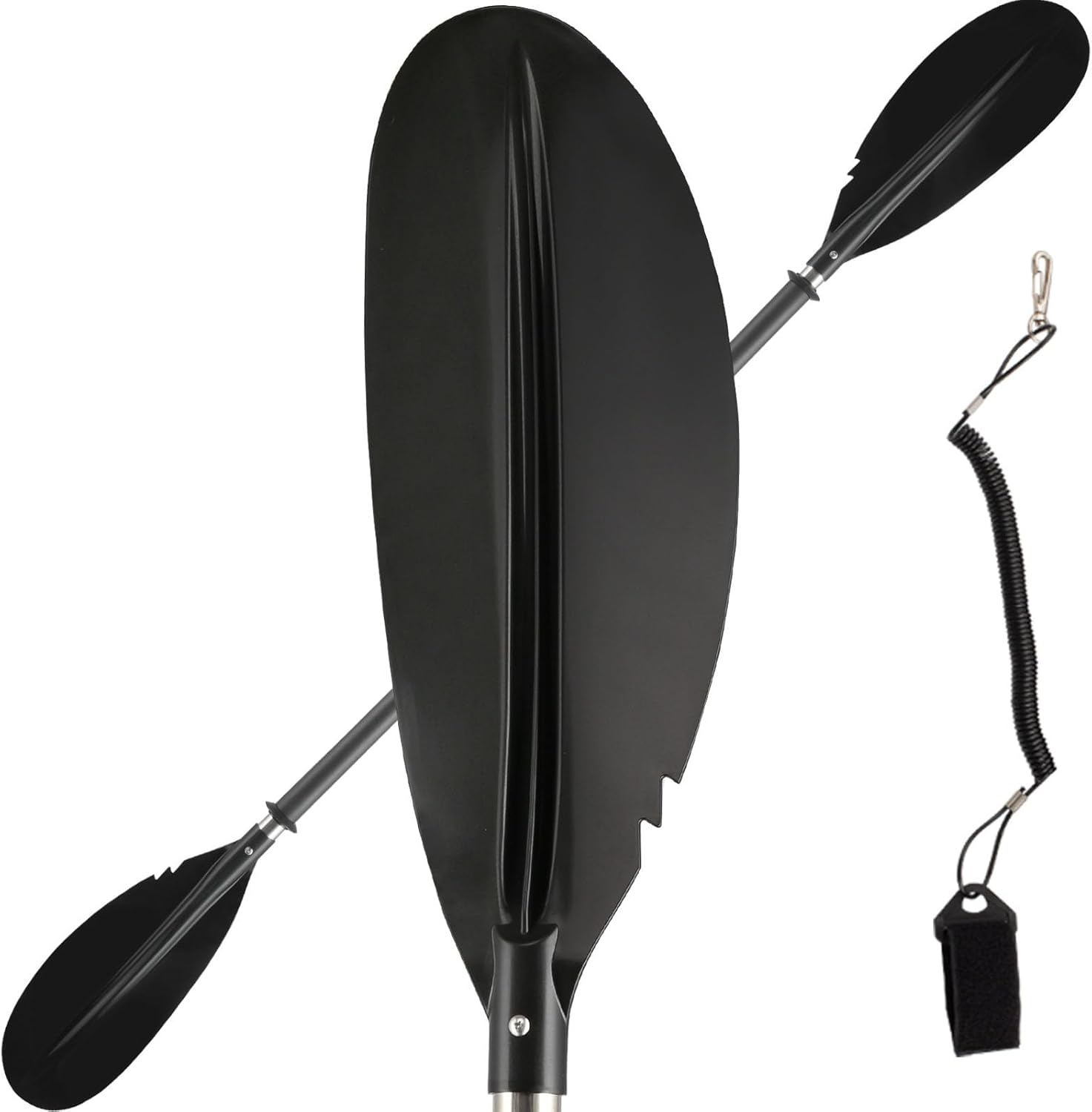 Kayak Paddle, Telescoping Canoe Paddle Boat Oars with Kayak Paddles Leash Stainless Steel Tube Comfort Grips Black(94inch)
