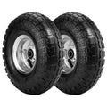 (2 Pack) 4.10/3.50-4 Tire and Wheel - 10 Inch Heavy Duty Pneumatic Tire with 5/8" Bearings and 2.2" Offset Hub - Compatible with Hand Truck, Wheelbarrow, Wagon, Gorilla Carts