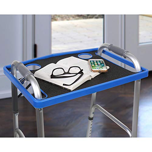 Support Plus Walker Tray Table - Mobility Table Tray for Walker, Non Slip Walker Tray Mat, Walker Accessories Mat, Cup Holder for Walker (21"x16") - Black