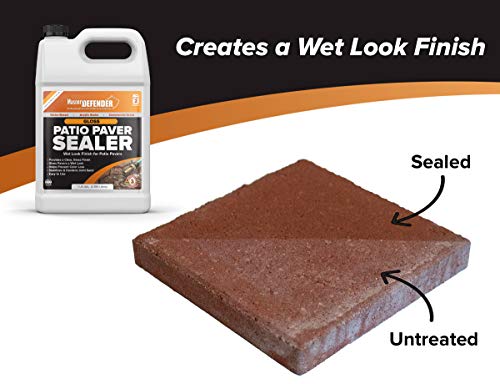 Gloss, Wet Look Patio Paver Sealer, 1 gal - Clear Water-Based Sealant for Natural Stone Surfaces