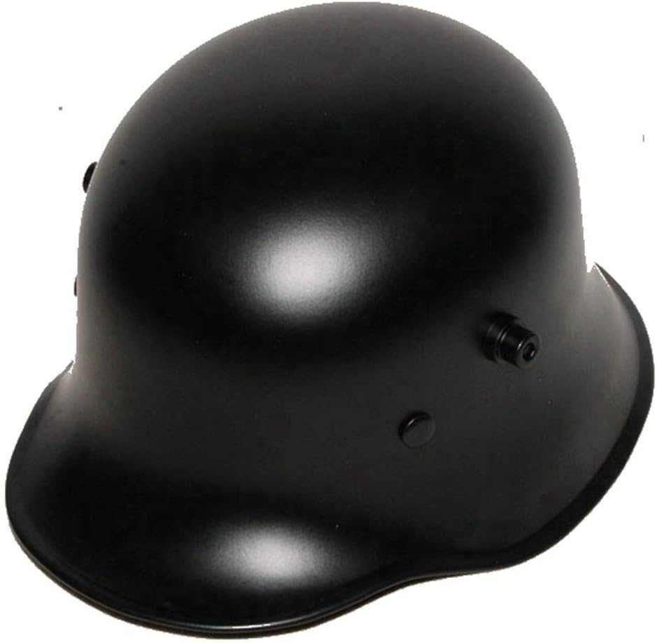 German World War I M16 M18 M1916 Helmet Replica Black with Cowhide Lining and Chin Strap, 1PK