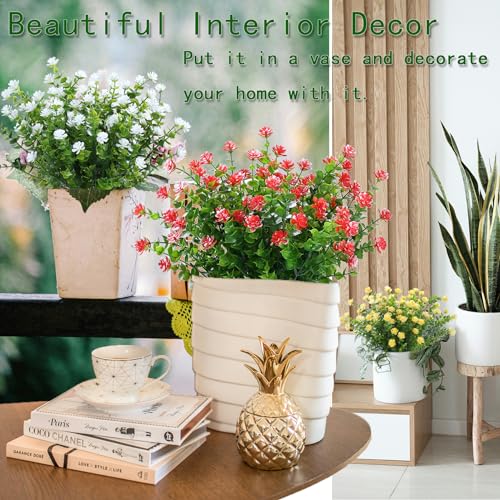 Yellow Artificial Flowers Outdoor,Yellow Fake Flowers Outdoor,UV Resistant Yellow Faux Flowers Outdoors,Front,Porch Decor,Yellow Artificial Flowers for Outdoors Clearance