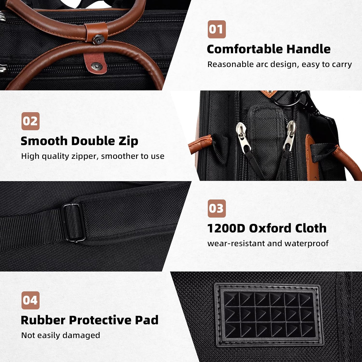 Alto Saxophone Case - Waterproof Oxford Cloth Double Zipper Design Double Shoulder Straps Portable Alto Saxophone Carrying Saxophone Case