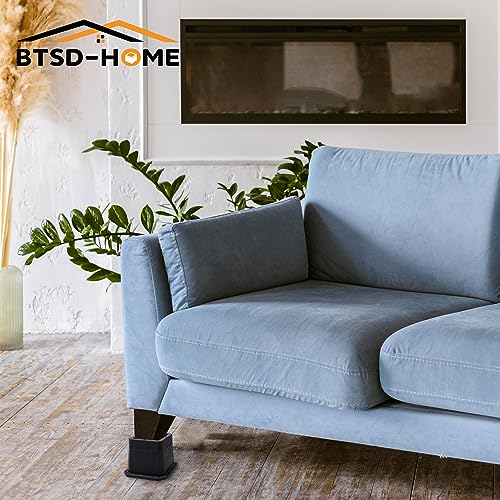 BTSD-home Adjustable Bed Risers 1 or 2 Inch Heavy Duty 8 Pack Furniture Risers Dorm Bed Risers Table Desks Legs Extenders Blocks Black
