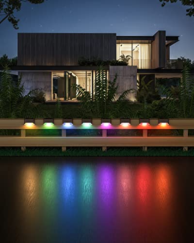 Solar Deck Lights Outdoor 8 Pack,Solar Lights Outdoor for Patio Brown Solar Step Lights LED Waterproof Lighting for Fence, Stair, Deck,Patio,Yard (Warm White)