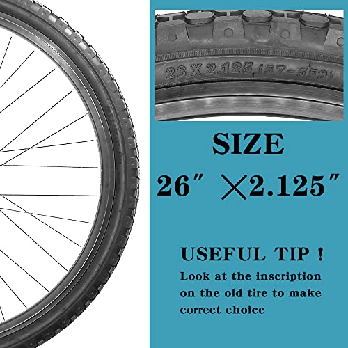 2 Pack 26" x 2.125" Inch Beach Cruiser Bike Tires with or Without Tire Levers Folding Bicycle Comfortable Replacement Tires Black Wall/White Side Wall with or Without Inner Tubes