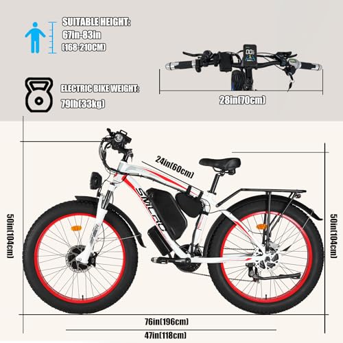 Electric Bike for Adults, 2000W Dual MotorAWD 48V 22Ah Fat Tire Ebike 35MPH Electric Bicycles Shimano 21-Speed with Ignition Lock Hydraulic Disc Brakes Bike