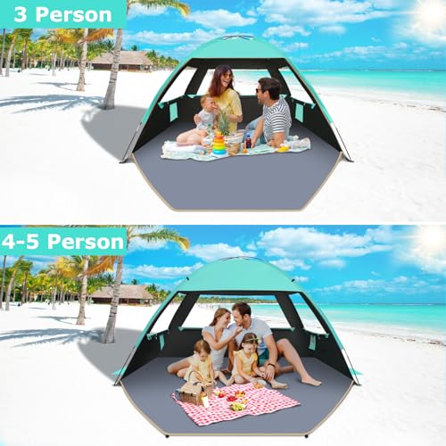 Gorich Beach Tent, Beach Shade Tent for 3/4-5/6-7/8-10 Person with UPF 50+ UV Protection, Portable Beach Tent Sun Shelter Canopy, Lightweight & Easy Setup Cabana Beach Tent