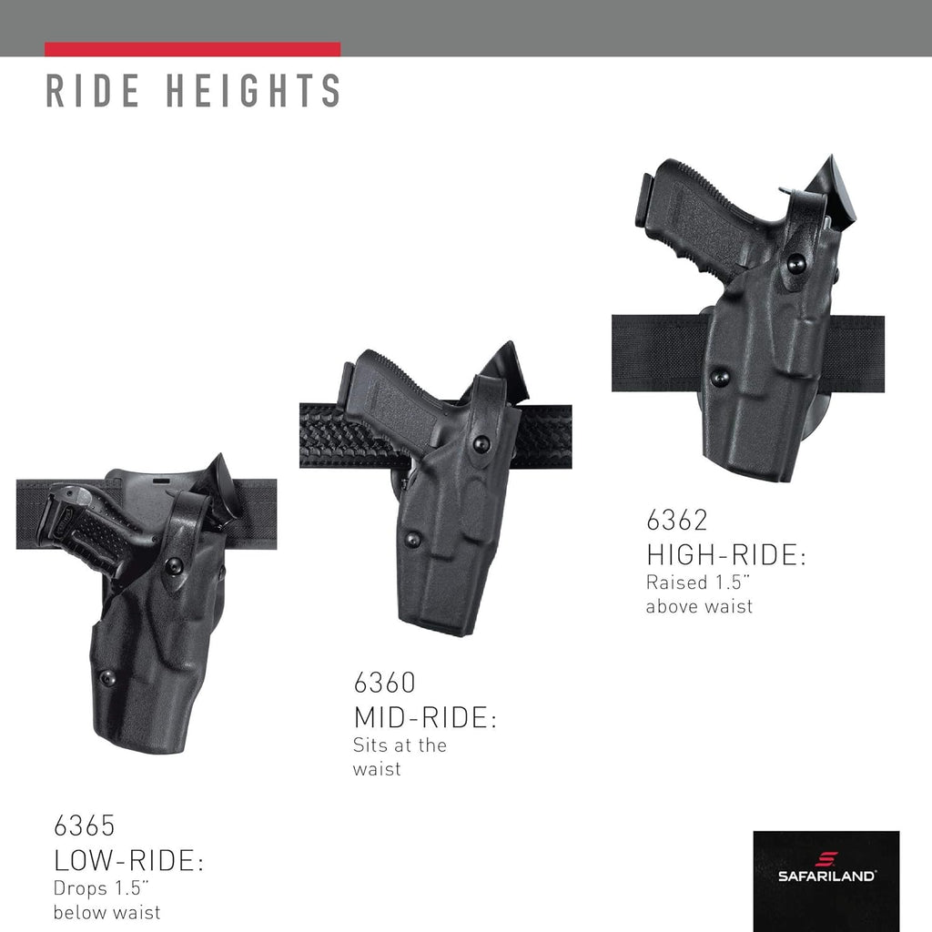 Safariland 6360 ALS/SLS Mid-Ride, Level 3 Retention Duty Holster, Sig Sauer P220, P226, Mid-Ride, Plain Black, Right Hand