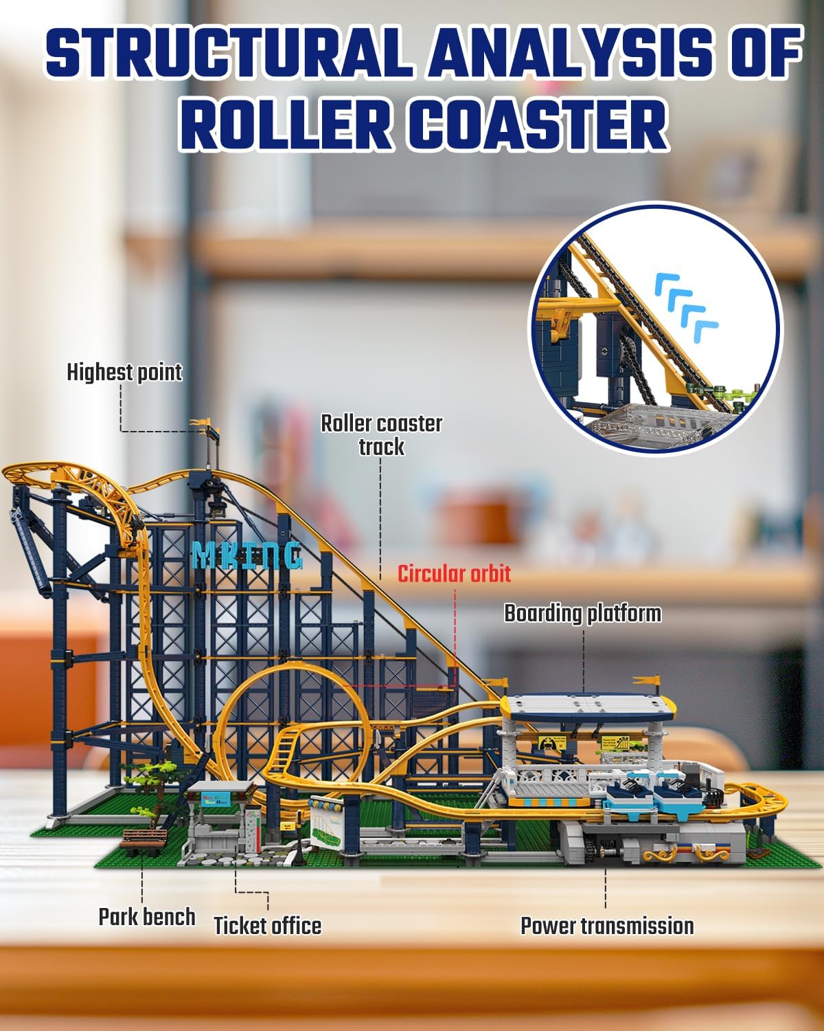 Roller Coaster Building Blocks Sets - 3238+ Pieces Electrical Amusement Park Construction Loop Coaster Track Passenger Train Blocks Toys Model with Motors - Ideal Gift for Adult