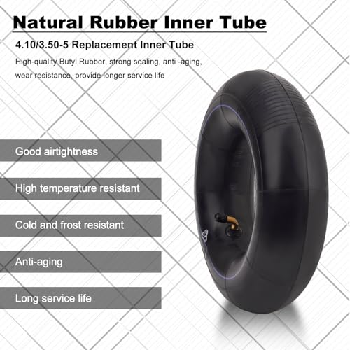 4.10/3.50-5 Heavy Duty Inner Tube for Wheelbarrows, Mowers, Hand Trucks and More, with TR-87 Bent Valve Stem (2 Pack)