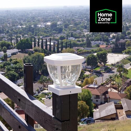 Home Zone Security Solar Post Cap Lights - Decorative Glass LED Outdoor Fits 3.5 x 3.5 in. Post Lights, Black (2-Pack)