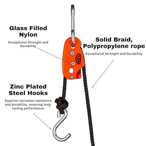 Tie Boss - 1/4 Inch, Medium Duty, (150 lbs Working Load Limit), Weather Resistant, Tie Down, Rope Tightening System, (w/15 ft Rope) (Pack of 1)