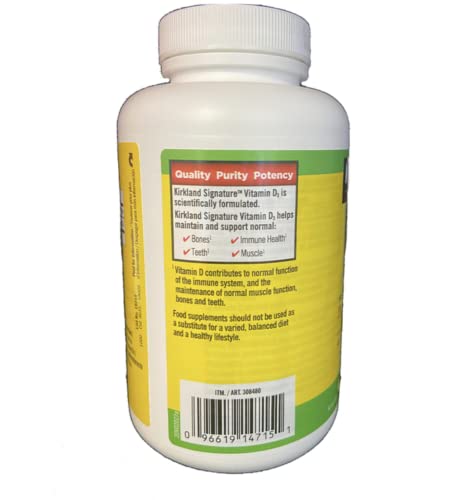 Kirkland Maximum Strength Vitamin D3 600 Softgels (Pack of 2)