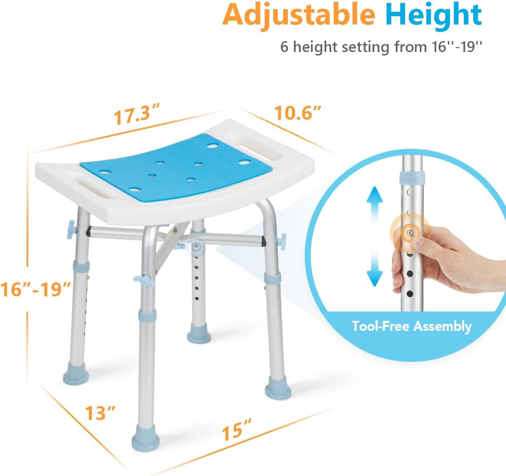 OasisSpace Upright Walker with 12” Pneumatic Wheel and Padded Bath Seat with 6 Height Adjustable Tube