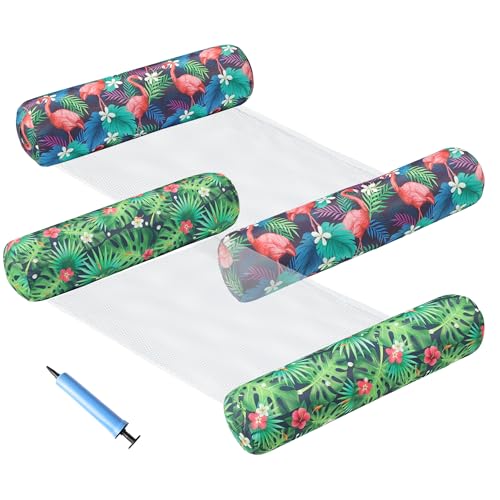 FindUWill Fabric Pool Floats Hammock, XL, 2 Pack Inflatable Water Floaties 4-in-1 (Saddle, Lounge Chair, Drifter), Lake, Beach, Pool Accessories for Adults