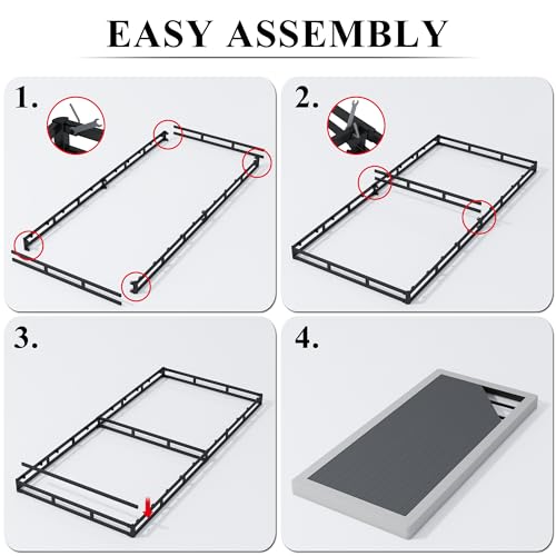 4 Inch Box Spring for Full Bed,Full Size Box Spring Only,Heavy Duty Mattress Foundation,Metal Bed Base,Non-Slip,Easy Assembly