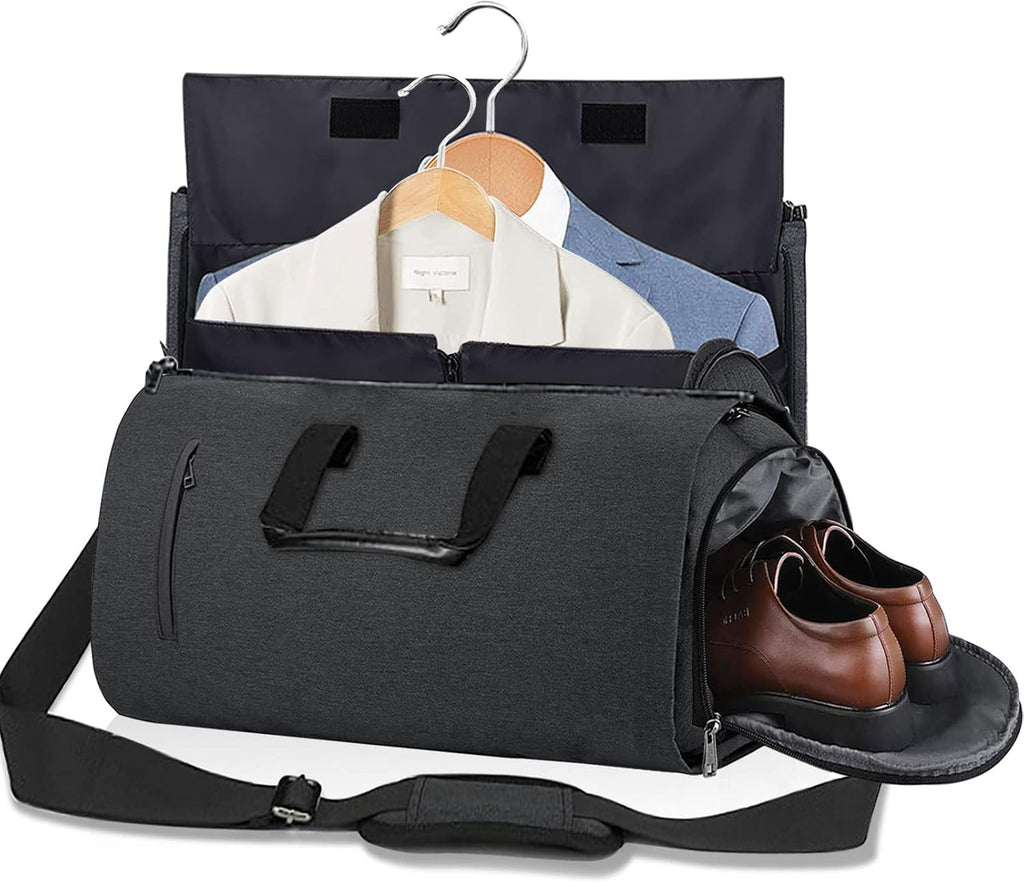 Carry On Garment Bag for Travel Suit Bag Men Women Dress, Convertible Garment Duffel Bag Hanging Clothes,Weekend Duffle Bags,Foldable Carry On Bag with Shoe Compartment Pockets Shoulder Strap