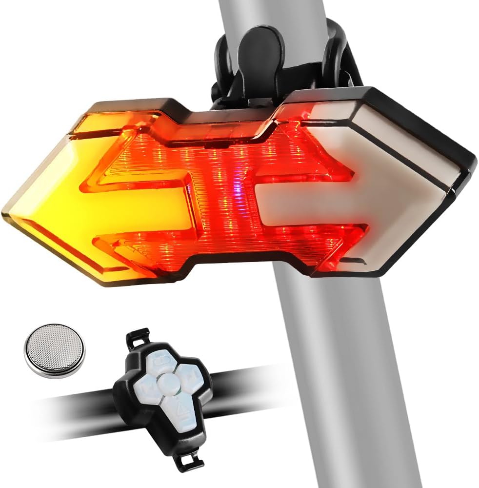 Bike Tail Light with Turn Signals, USB Rechargeable Wireless Remote Control-11 Modes Bright LED Rear Bicycle Light, Waterproof Safety Warning Saddle Light for Night