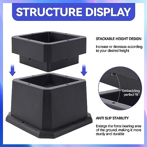 BTSD-home Adjustable Bed Risers 1 or 2 Inch Heavy Duty 8 Pack Furniture Risers Dorm Bed Risers Table Desks Legs Extenders Blocks Black