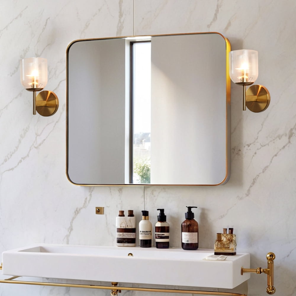 Minimalist Aged Brass Tulip Single Sconce, Elegant Vanity Light, Modern Wall Lamp, Hand-Made Wall Mounted Light beside Mirror, for Entryway, Hallway, Living Room
