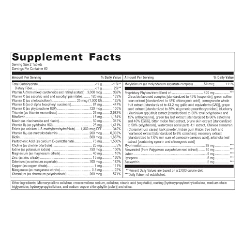 Metagenics PhytoMulti Multivitamin Without Iron - Daily Multivitamin for Overall Health & Aging - 20+ Essential Vitamins & Minerals - with Vitamin B6, Lutein, Zeaxanthin & More - 60 Tablets