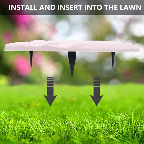 4Pcs Large Stepping Stones Outdoor Garden Walkway, Durable Plastic Pavers for Patio, Pathway, and Landscaping, Weatherproof Stepping Stones with Ground Stakes for Easy Installation