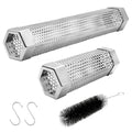 Pellet Smoker Tube Set, 6" & 12" Stainless Steel BBQ Wood Smoker Tube with Brush and 2 Hooks for 2.5hrs/5hrs of Billowing Cold/Hot Smoking for All Grills or Smokers, Smoking Cheese Beef Nuts Fish