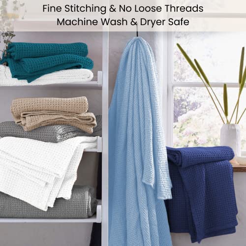 Cotton Clinic Waffle Bed Blanket 100% Cotton - All Season Blanket - Soft Breathable Lightweight - Perfect Blanket Layer for Couch Bed Sofa - Cozy Warm Queen Size Bed Blanket White