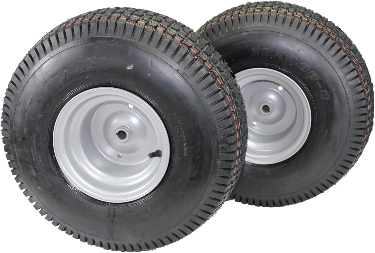 (Set of 2) 20x8.00-8 Lawn & Garden Mower Turf Tires - 4 Ply with Keyed Hub Wheel | Compatible with Husqvarna & Some Craftsman Models