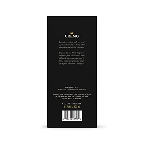 Cremo Distiller's Blend (Reserve Collection) Cologne Spray, A Combination of Kentucky Bourbon, Smoked Vetiver and American Oak, 3.4 Fl Oz