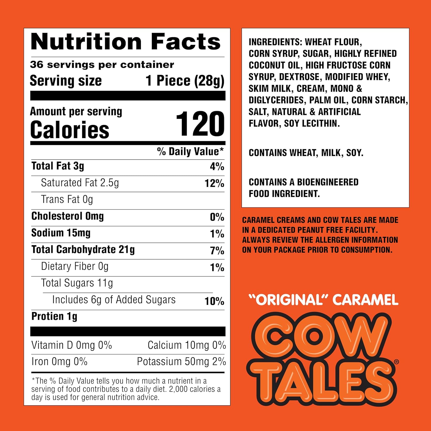 Goetze's Candy Vanilla Cow Tales - 2.25 Pound Canister (36 Ounces) - Fresh from the Factory