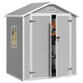 Gizoon 5x3 FT Resin Outdoor Storage Shed with Floor, Waterproof Lockable Storage Shed with Window, Plastic Outside Tool Storage Shed for Garden, Backyard, Patio, Lawn, Gray