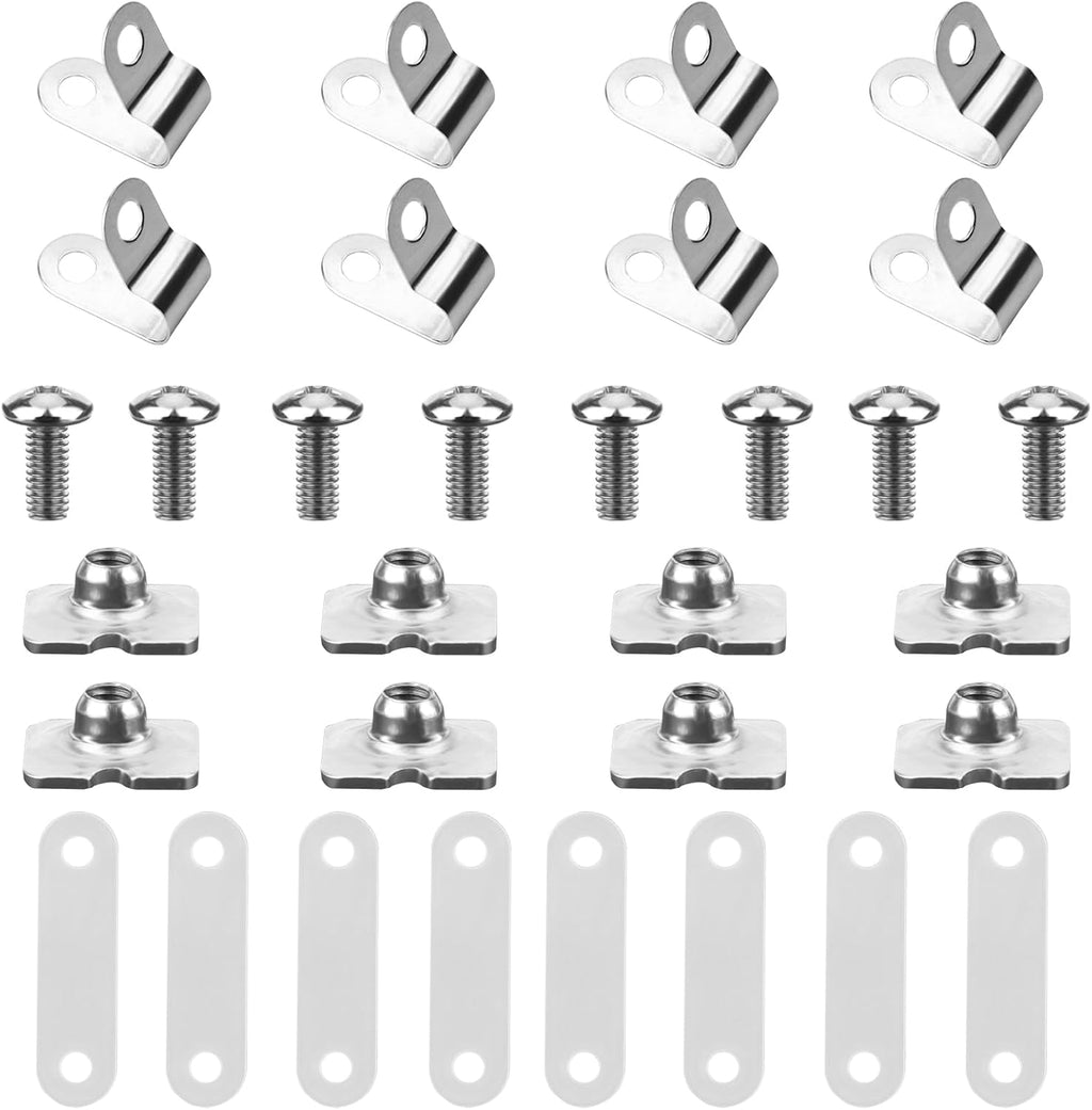 Football Helmet Repair Kit, Including Stainless Steel R-Shape Soccer Visor Clips, Nuts, Screws, Rubber Gasket, Baseball, Softball, Hockey, Football Helmet Hardware Kit