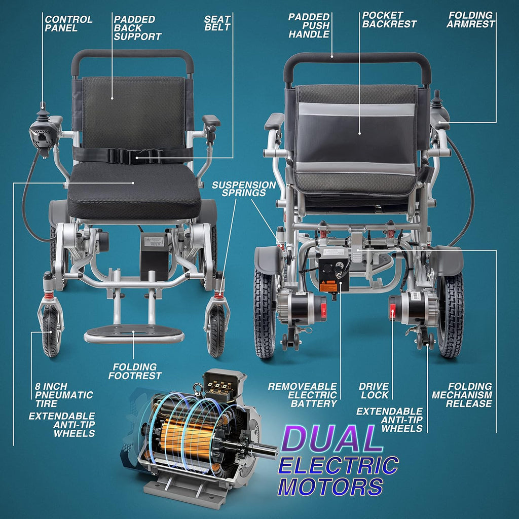 Gray Electric Wheelchair. Powerful Electric Wheelchair for Seniors