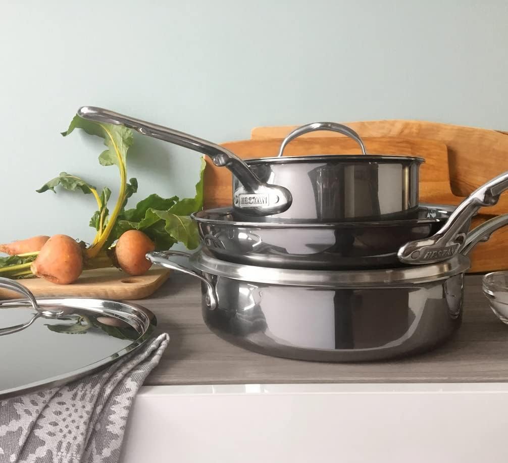 Hestan - NanoBond Collection - Titanium Stainless Steel 5-Piece Essential Cookware Set - Toxin, PFAS, & Chemical Free Clean Cookware, Induction Cooktop Compatible