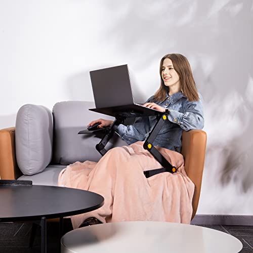 Uten Laptop Stand, Adjustable Computer Stand for Laptop with Mouse Pad, Ergonomic Laptop Stand for Bed Compatible with Macbook Pro Stand, Dell/HP Stand 10-15.6",Foldable Laptop Holder with 2 CPU Fans