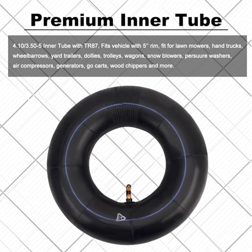 4.10/3.50-5 Heavy Duty Inner Tube for Wheelbarrows, Mowers, Hand Trucks and More, with TR-87 Bent Valve Stem (2 Pack)