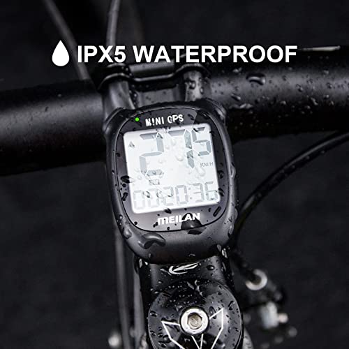 MEILAN M3 Mini GPS Bike Computer, Wireless Cycling Computer Bike Odometer Bicycle Speedometer and Odometer Waterproof Bicycle Computer with LCD Backlight & Multi-Functions for Road Bike MTB