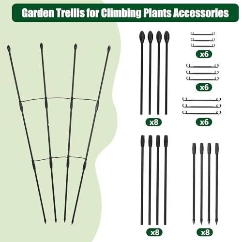 Garden Trellis for Climbing Plants Indoor and Outdoor,Obelisk Trellis DIY 2 Shapes Rustproof Plants Trellis for Potted Plant with Twist 2 Pack